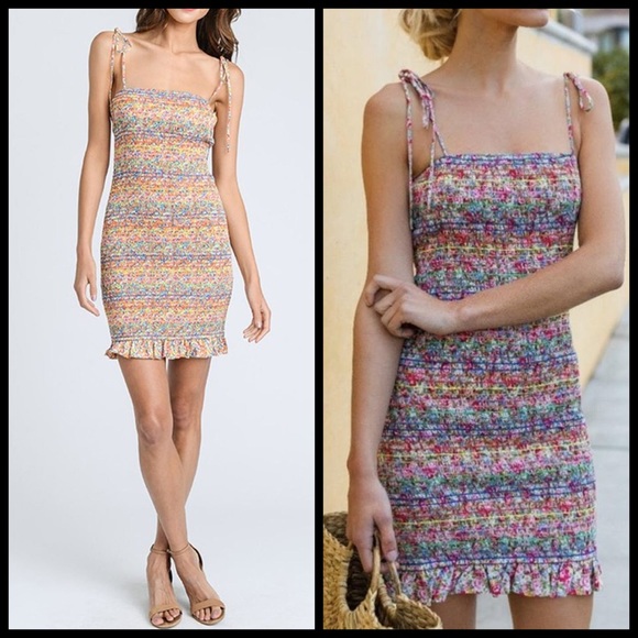 Storia Plaid Smocked Ruffle Tube Mini Dress - Picture 11 of 14